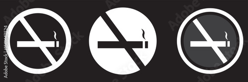 Set of no smoking signs. No smoking area warning sign, cigarette smoke forbidden. Ban tobacco symbols, prohibit nicotine icons. no smoking sign. stop symbol icon set.