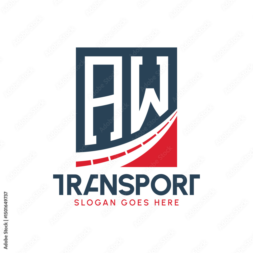 Obraz premium Letter AW Transport Logo Design. Modern AW Road Logo for Delivery, Transport Company and Fleet Business