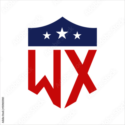 Patriotic WX Logo Design. Letter WX Patriotic American Logo Design for Political Campaign and any USA Event.