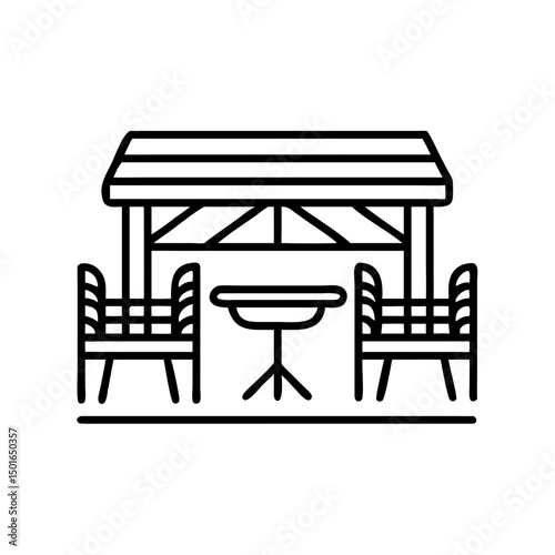 Backyard firepit outdoor features line icon set Vector of kitchen, patio, fireplace, chimenea, pizza oven, firewood, propane tank, thin linear illustration.