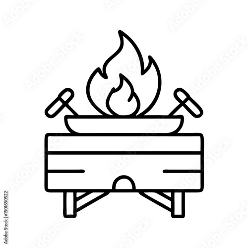 Backyard firepit outdoor features line icon set Vector of kitchen, patio, fireplace, chimenea, pizza oven, firewood, propane tank, thin linear illustration.