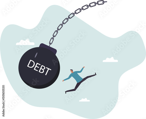 Debt problem, obligation or financial loan crisis, liability or credit failure, no money to pay for debt, mortgage default .character for design.