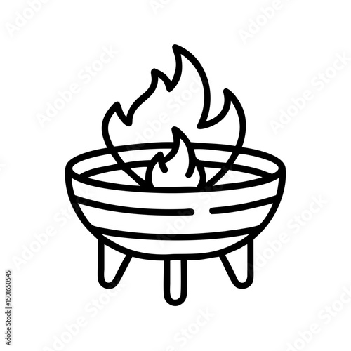 Backyard firepit outdoor features line icon set Vector of kitchen, patio, fireplace, chimenea, pizza oven, firewood, propane tank, thin linear illustration.