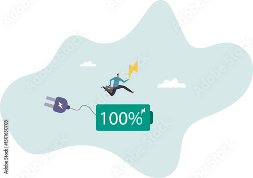 Full recharge energize, motivation to success in work, productive and efficiency, aspiration or enthusiastic.character for design.