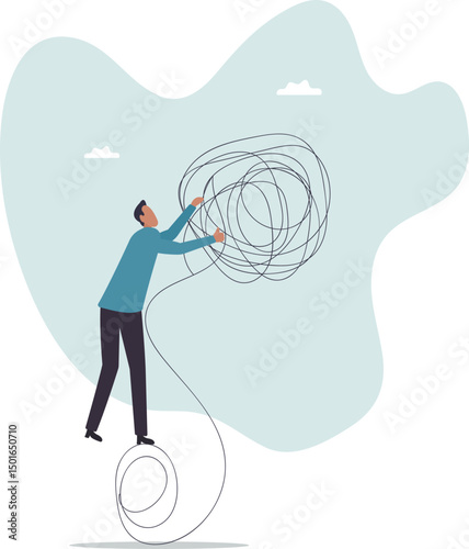 Leadership to deal and handle business problem, skill and decision to overcome difficulty or uncertainty, crisis management .character for design.