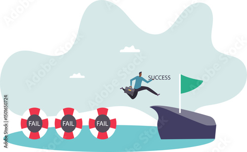 Fail to success, using failure to be lesson learn and creativity to achieve business success .character for design.