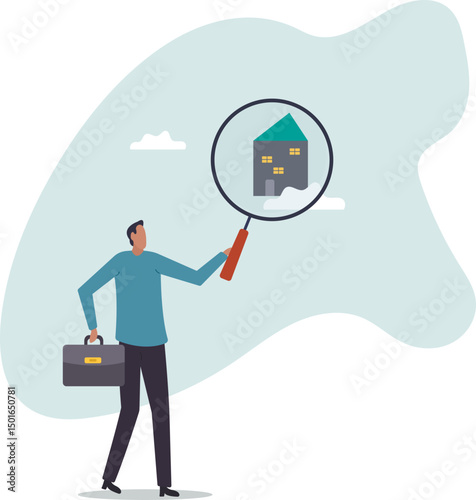 Searching for new house, look for real estate and accommodation valuation or new rent and mortgage.character for design.