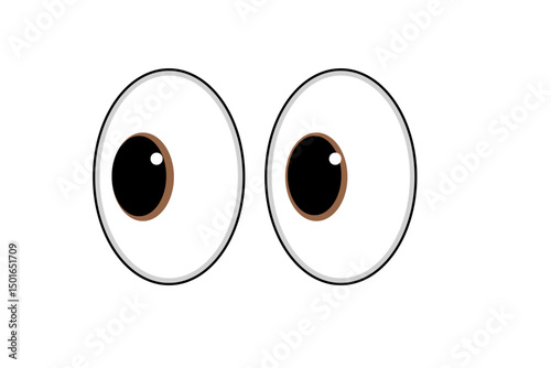 Animated Big Eyes Emoji Icon with a Shocking Stare Expression, Vector Illustration Representing Surprise, Reaction, or Emotional Response for Social Media and Digital Content

