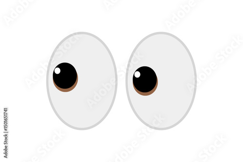 Animated Big Eyes Emoji Icon with a Shocking Stare Expression, Vector Illustration Representing Surprise, Reaction, or Emotional Response for Social Media and Digital Content


