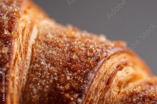 A delicious, sugar-topped croissant, baked to perfection in a warm, soft light.