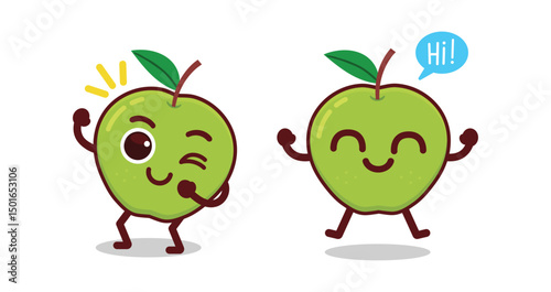 Set Vegetables and fruits funny stickers