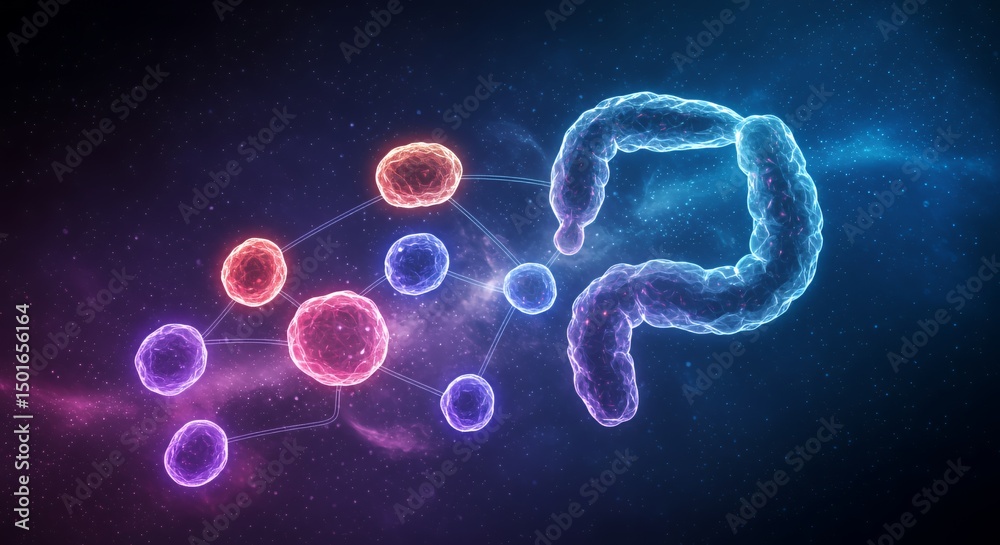 Obraz premium Microscopic Cellular Network and Chromosome Interaction