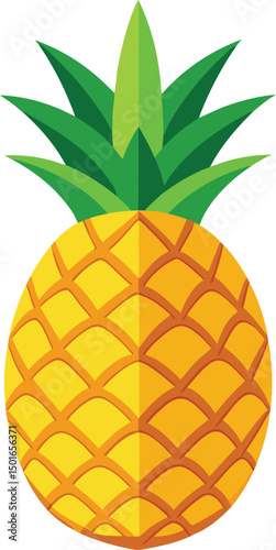 Vibrant illustration of a pineapple with detailed texture and green spiky crown