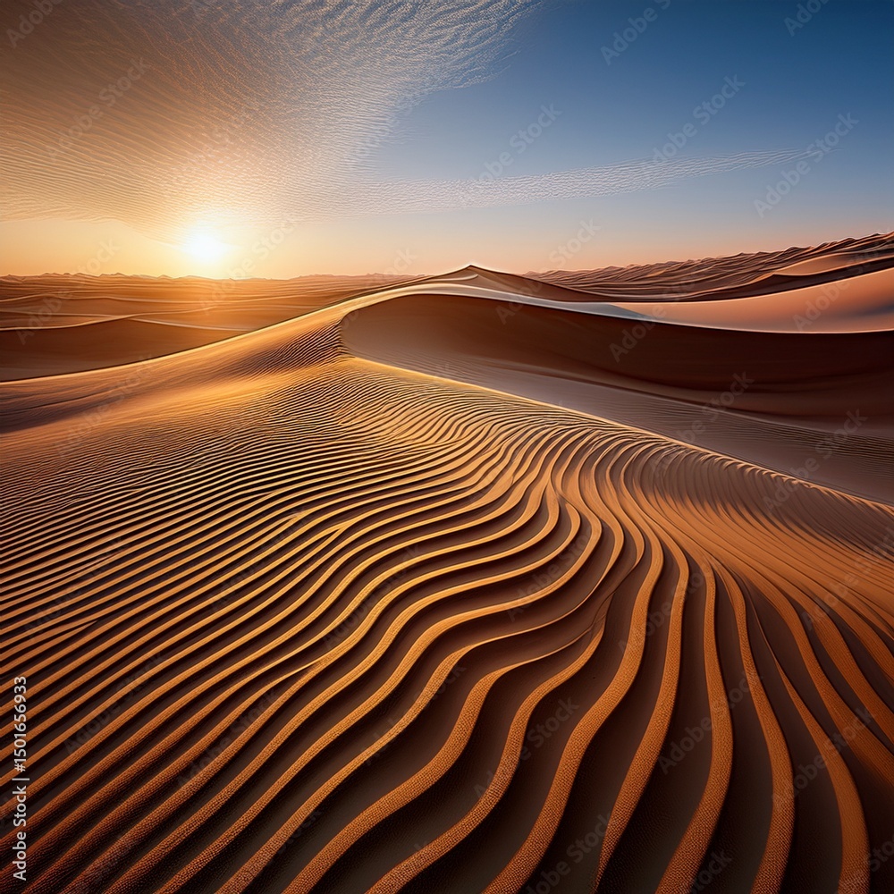Naklejka premium Wellenmuster im Sand bei Sonnenuntergang