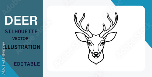 Christmas reindeer head silhouette vector illustration