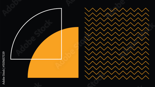 Vibrant Square Overlay on Zigzag Black Art 