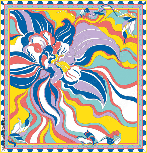 abstract background with birds and flowers