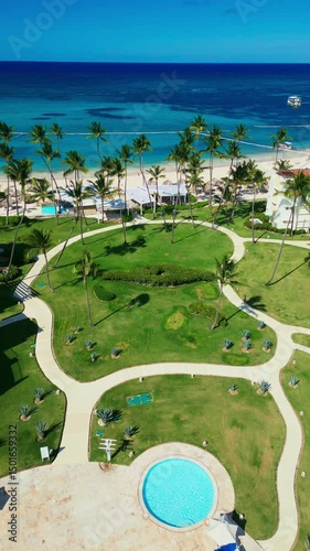 Luxury tropical residential estate with a swimming pool and ocean view