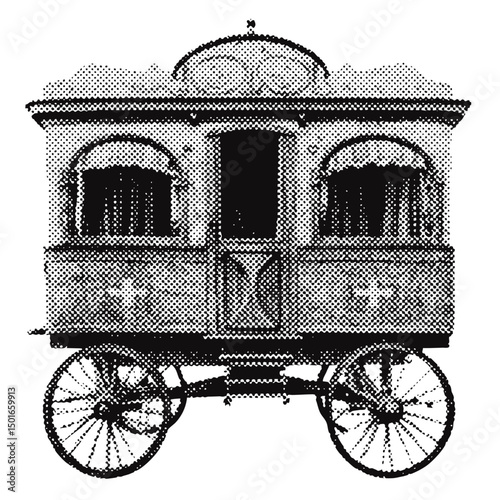 Circus wagon halftone grunge vector design element