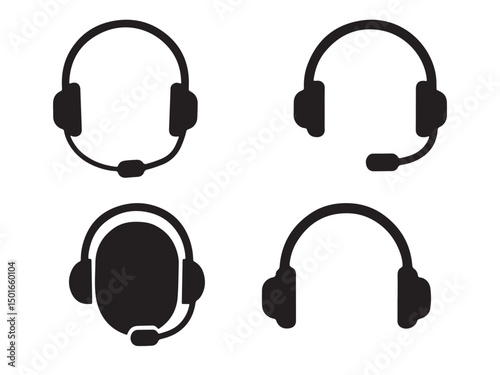 Collection of silhouette headphone icon vector on white background eps file. Silhouette, headphone, icon, vector, white, background, eps, collection, audio, music,