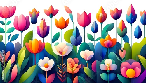Colorful flower illustration spring blossom background vector art design wallpaper for print and web use
