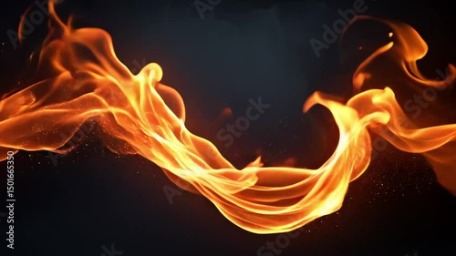 Abstract Flame Motion with Sparks on Dark Background – Dynamic Fire Animation