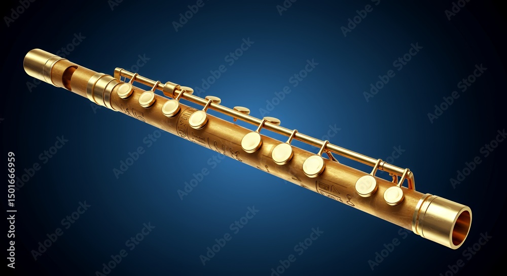 Naklejka premium Golden Flute: A Symphony in Gold