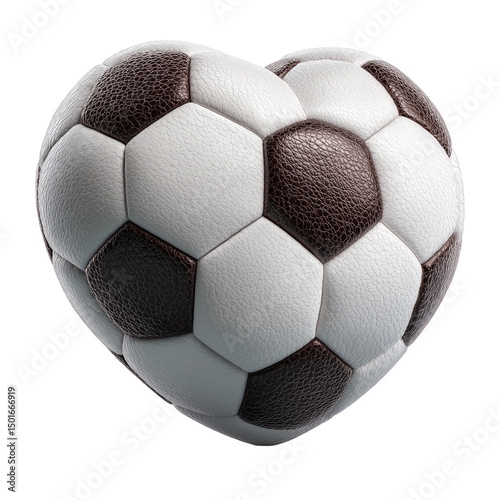 Heart-shaped soccer ball featuring a classic black and white pentagon pattern symbolizing love for the sport.