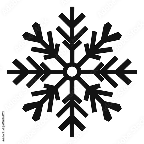 Minimal snowflakes black vector silhouettes perfect for seasonal graphics on clear transparent background