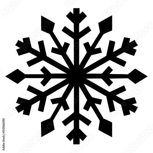 Black snowflake icon silhouette in vector format on transparent background for digital and print projects