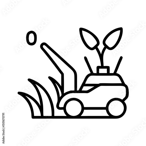 Lawn care service line icon set. Vector of weed control, over seeding, trimming, shrubs, leaves removal, seasonal cleanup, irrigation, fertilization, weed control, aeration, thin linear illustration.
