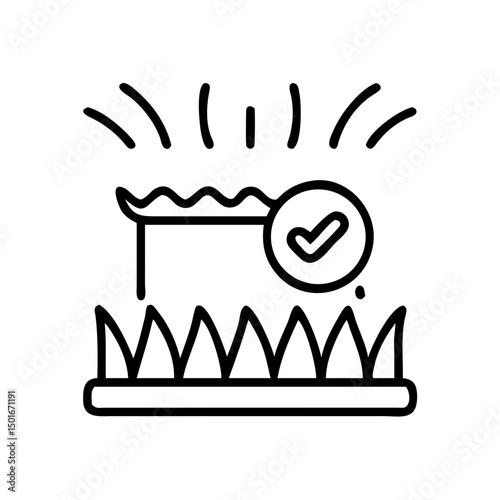 Lawn care service line icon set. Vector of weed control, over seeding, trimming, shrubs, leaves removal, seasonal cleanup, irrigation, fertilization, weed control, aeration, thin linear illustration.