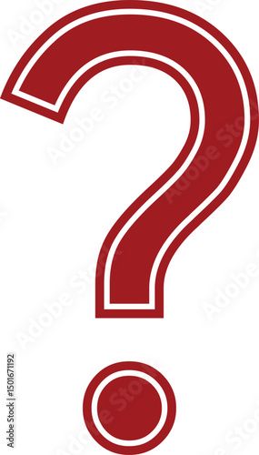 Dark Red Question Mark Icon 3D Style Isolated on White