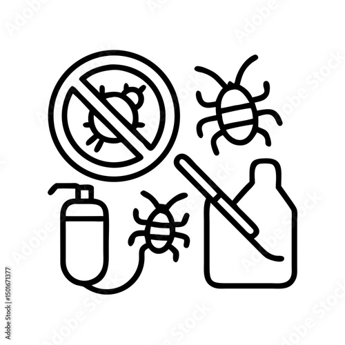 Lawn care service line icon set. Vector of weed control, over seeding, trimming, shrubs, leaves removal, seasonal cleanup, irrigation, fertilization, weed control, aeration, thin linear illustration.