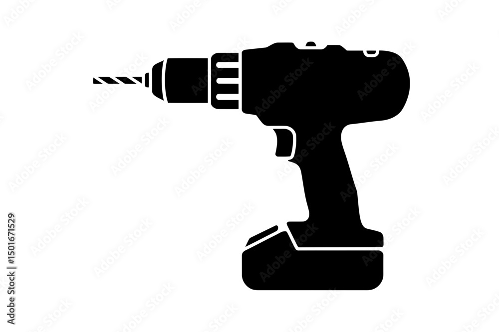Photography Cordless power drill tool vector image silhouette