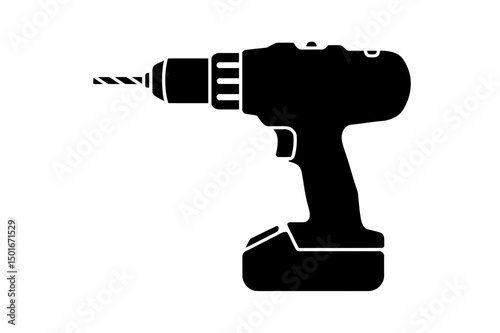 Cordless power drill tool vector image silhouette