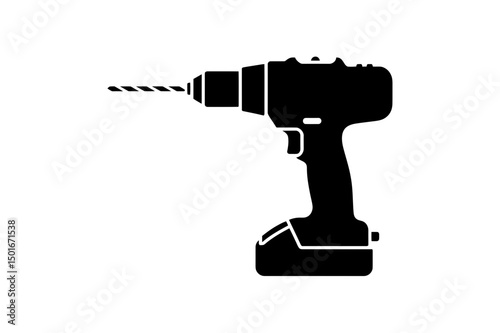 Cordless drill power tool black silhouette vector