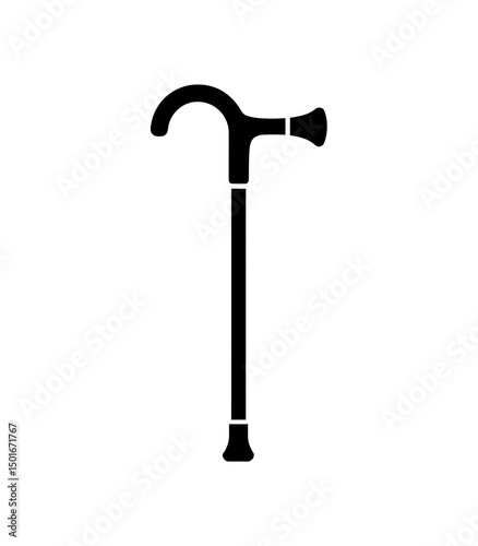 Black walking cane mobility aid support assistance
