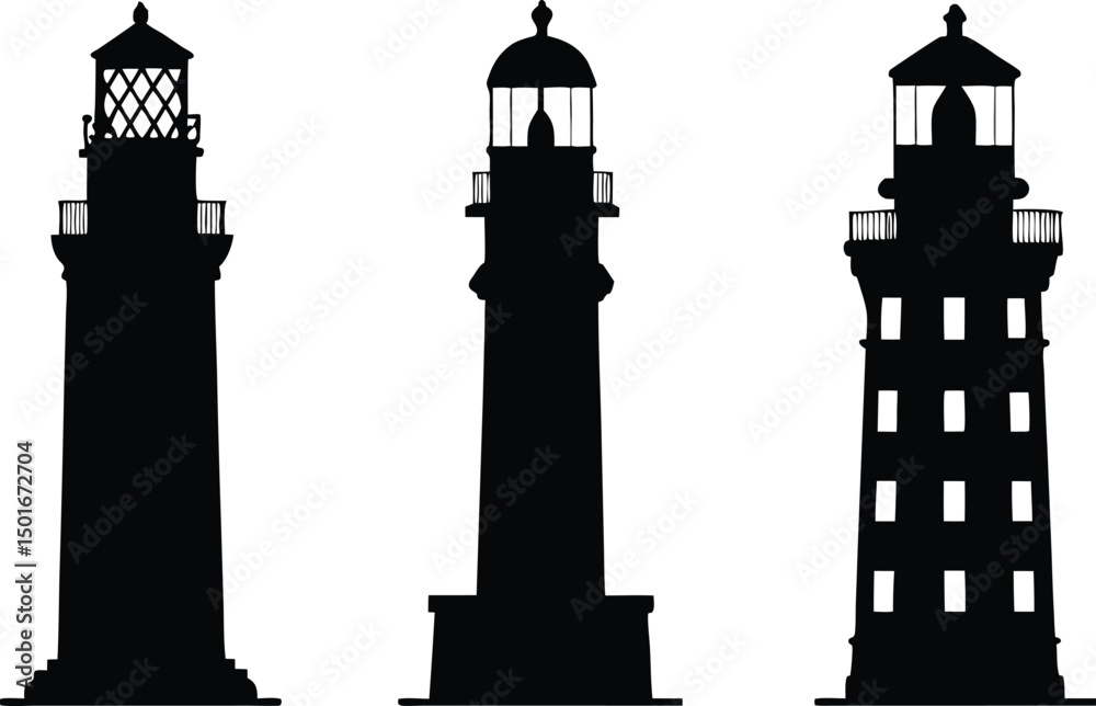 Obraz premium Silhouette of Lighthouses
