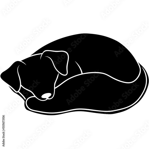 Sleeping dog silhouette a simple black and white image