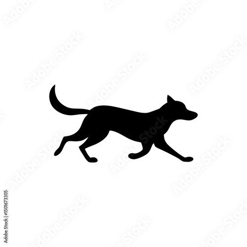 Silhouette of a dog running sideways