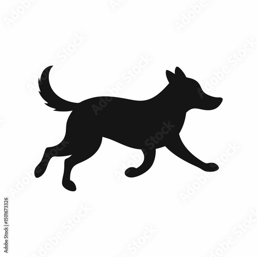 Silhouette of a dog running sideways
