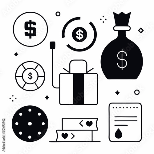 Gambling money and financial rewards illustration