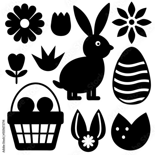 Black and white easter bunny clipart collection