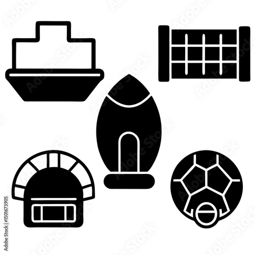 Collection of simple black and white icons