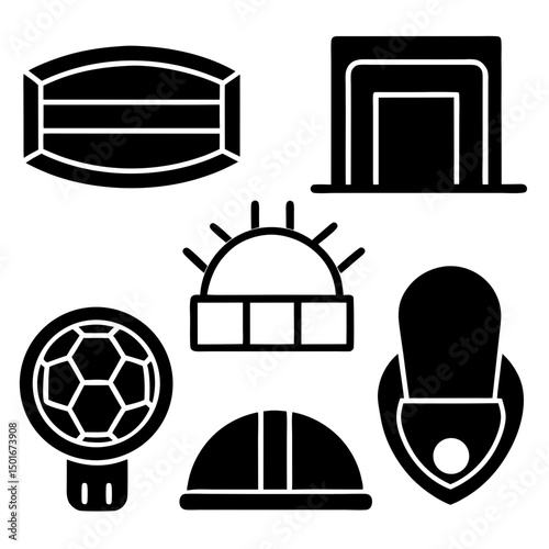 Collection of black and white silhouette icons