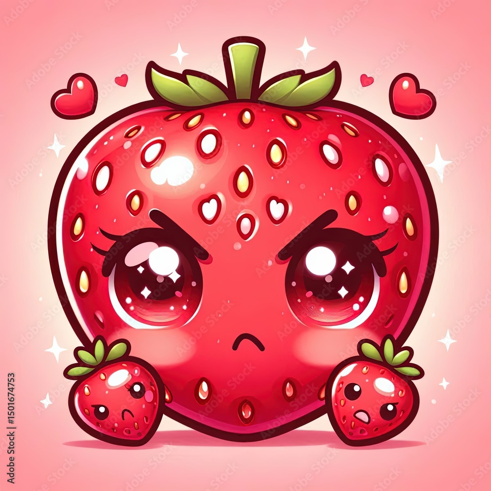 Obraz premium strawberry cartoon character angry