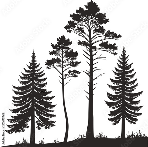 Pine and Fir Tree Silhouettes