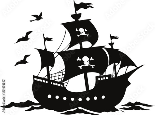 Black Pirate Ship silhouette