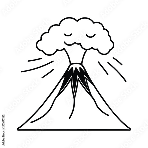 vector volcano eruption scene